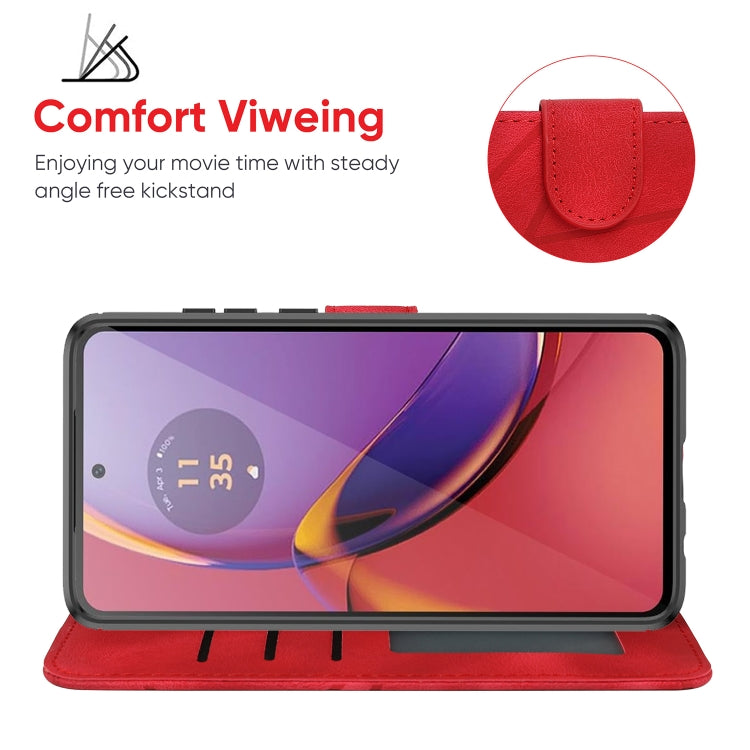 For Motorola Moto G73 Skin Feel Geometric Lines Leather Phone Case