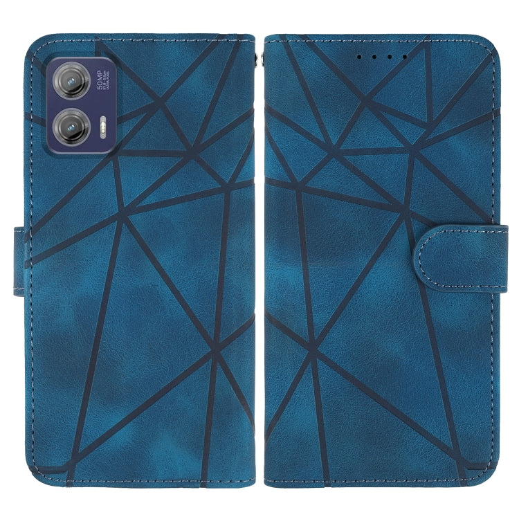 For Motorola Moto G73 Skin Feel Geometric Lines Leather Phone Case