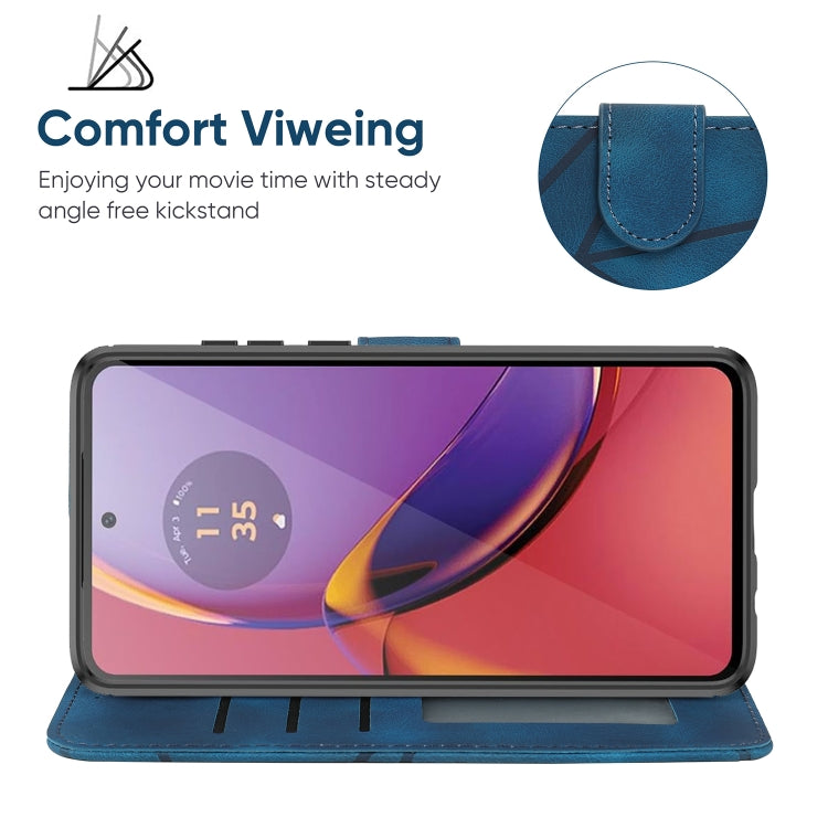 For Motorola Moto G73 Skin Feel Geometric Lines Leather Phone Case