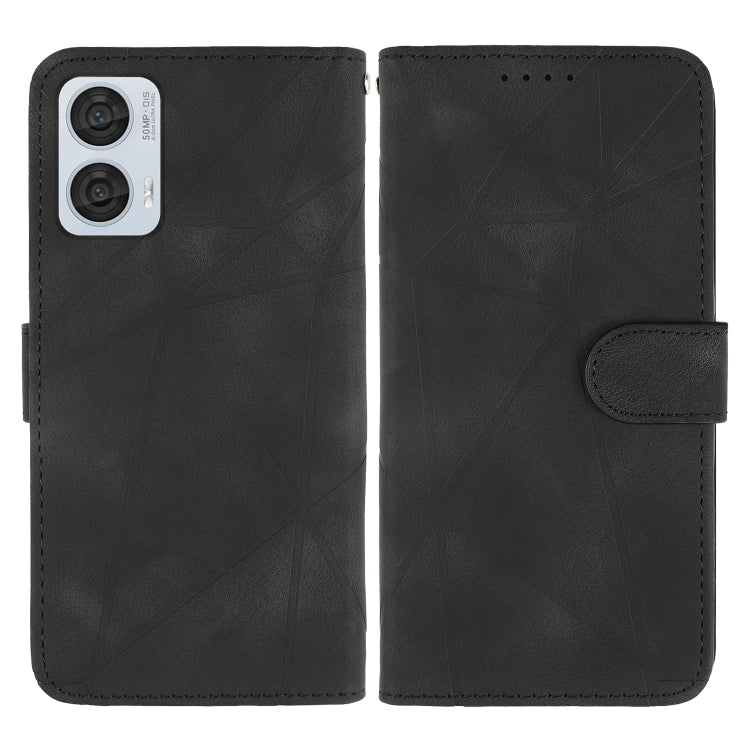 For Motorola Moto G85 Skin Feel Geometric Lines Leather Phone Case