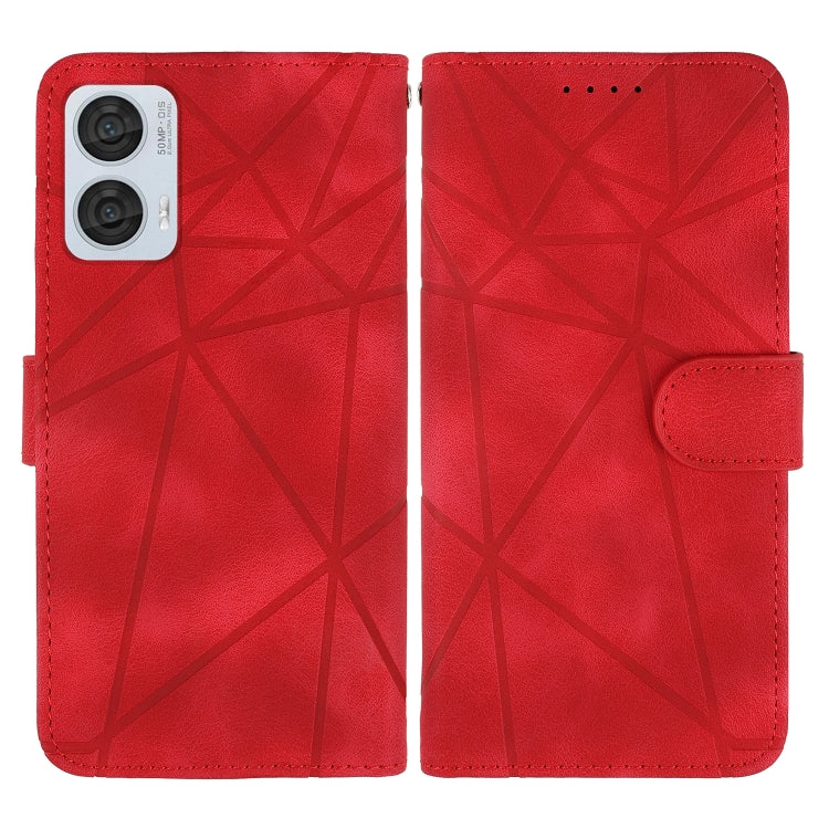 For Motorola Moto G85 Skin Feel Geometric Lines Leather Phone Case