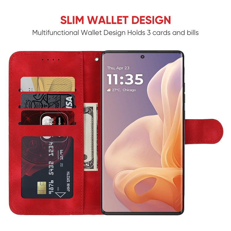 For Motorola Moto G85 Skin Feel Geometric Lines Leather Phone Case