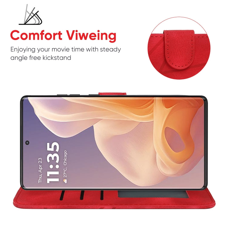 For Motorola Moto G85 Skin Feel Geometric Lines Leather Phone Case