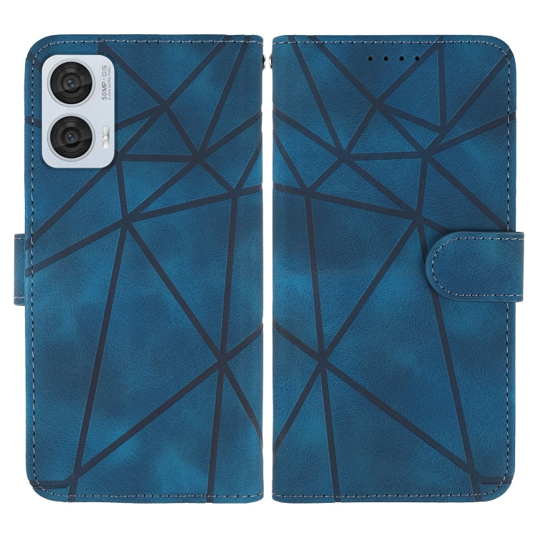For Motorola Moto G85 Skin Feel Geometric Lines Leather Phone Case