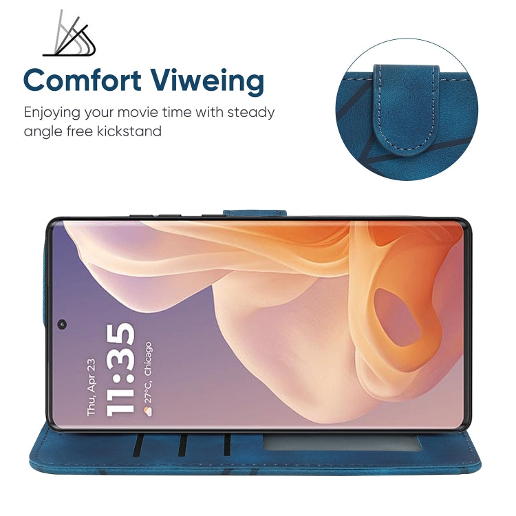 For Motorola Moto G85 Skin Feel Geometric Lines Leather Phone Case