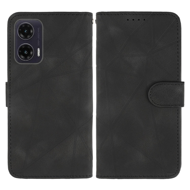 For Motorola Moto G35 Skin Feel Geometric Lines Leather Phone Case