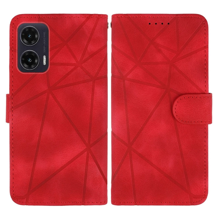 For Motorola Moto G35 Skin Feel Geometric Lines Leather Phone Case
