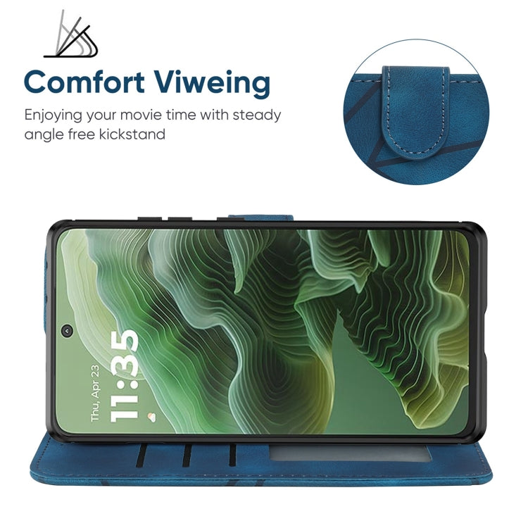 For Motorola Moto G35 Skin Feel Geometric Lines Leather Phone Case