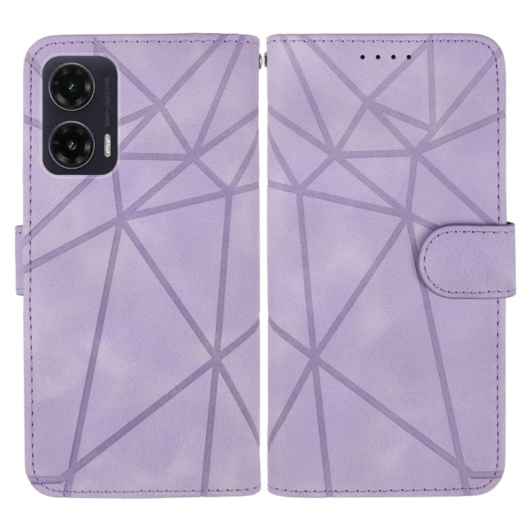 For Motorola Moto G35 Skin Feel Geometric Lines Leather Phone Case