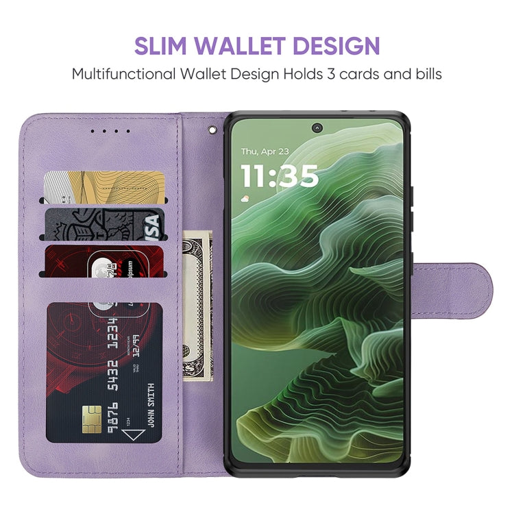 For Motorola Moto G35 Skin Feel Geometric Lines Leather Phone Case