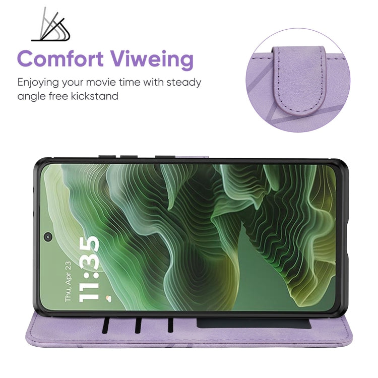 For Motorola Moto G35 Skin Feel Geometric Lines Leather Phone Case