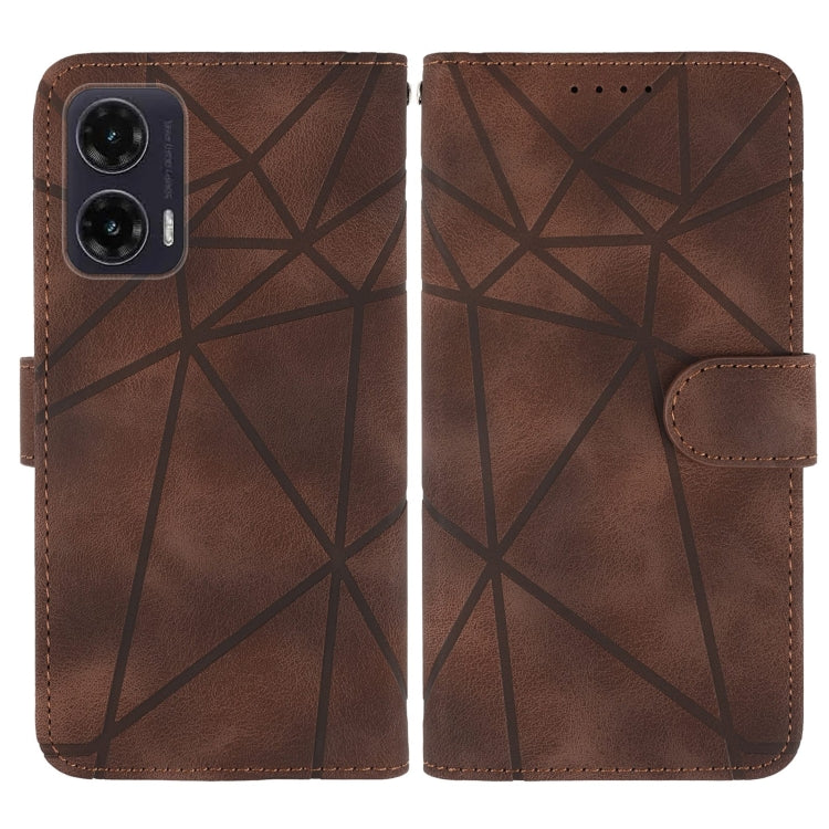 For Motorola Moto G35 Skin Feel Geometric Lines Leather Phone Case