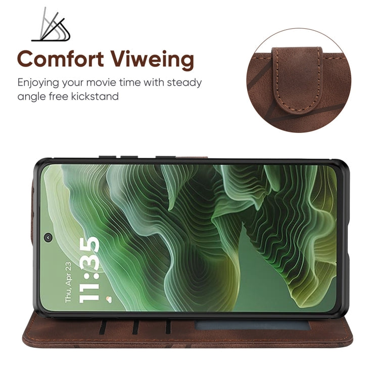 For Motorola Moto G35 Skin Feel Geometric Lines Leather Phone Case