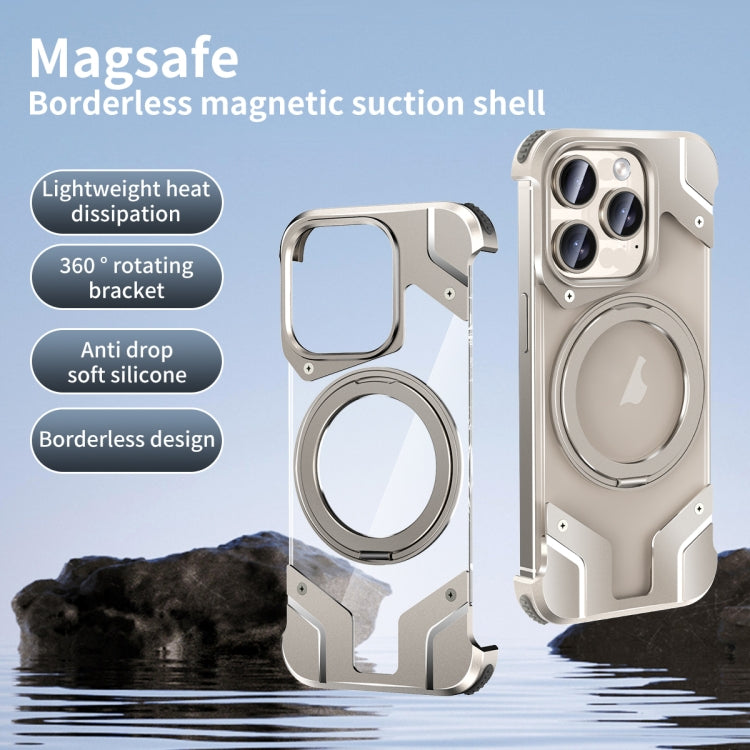 For iPhone 15 Plus Borderless MagSafe Rotating Holder Transparent Phone