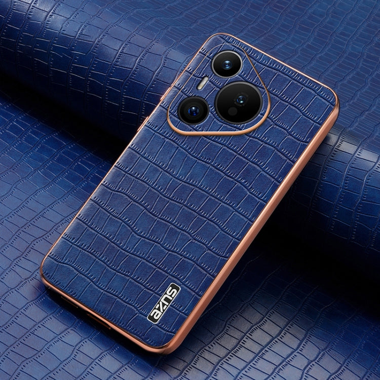 For Huawei Pura 70 AZNS Electroplated Frame Crocodile Texture Full Coverage Phone Case