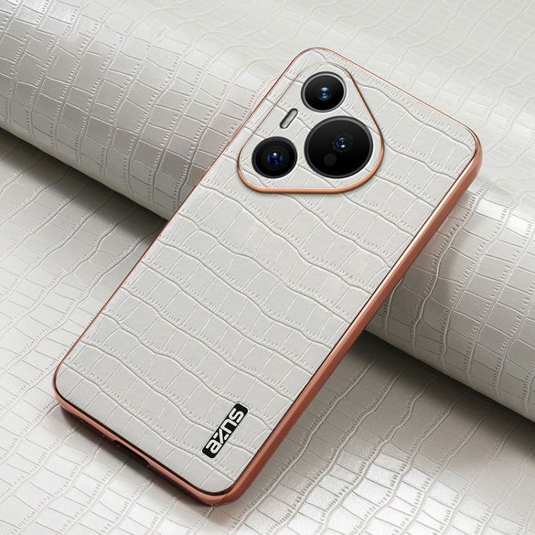 For Huawei Pura 70 AZNS Electroplated Frame Crocodile Texture Full Coverage Phone Case