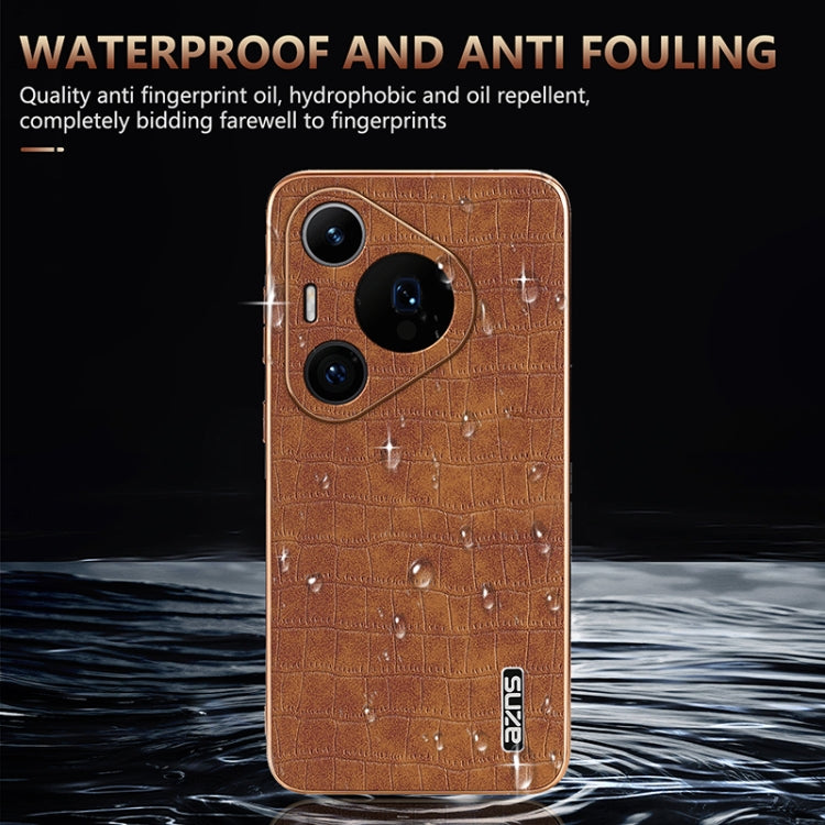For Huawei Pura 70 Pro / 70 Pro+ AZNS Electroplated Frame Crocodile Texture Full Coverage Phone Case