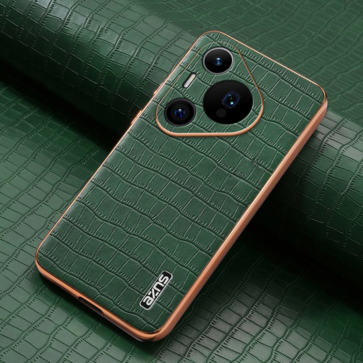 For Huawei Pura 70 Pro / 70 Pro+ AZNS Electroplated Frame Crocodile Texture Full Coverage Phone Case