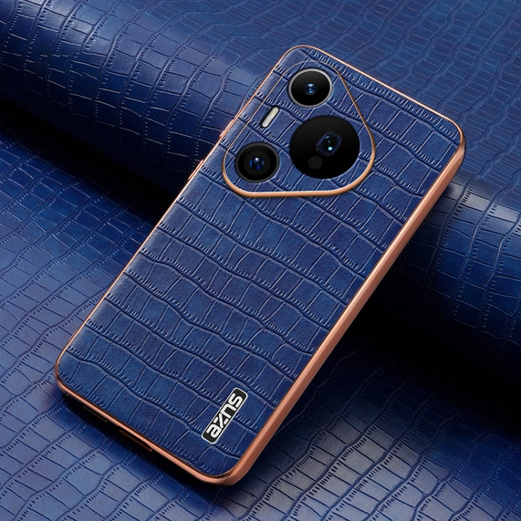 For Huawei Pura 70 Pro / 70 Pro+ AZNS Electroplated Frame Crocodile Texture Full Coverage Phone Case
