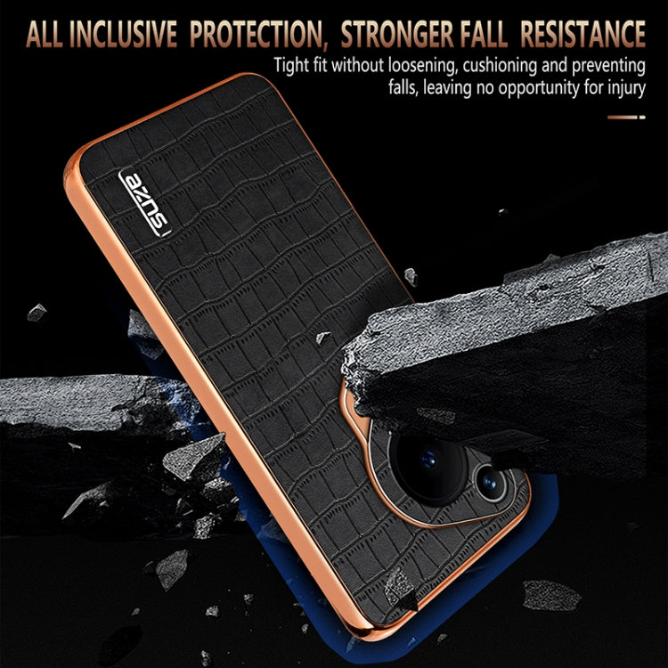 For Huawei Pura 70 Ultra AZNS Electroplated Frame Crocodile Texture Full Coverage Phone Case