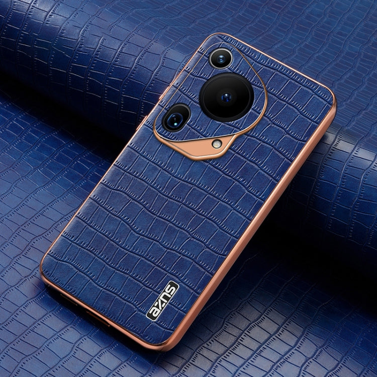 For Huawei Pura 70 Ultra AZNS Electroplated Frame Crocodile Texture Full Coverage Phone Case