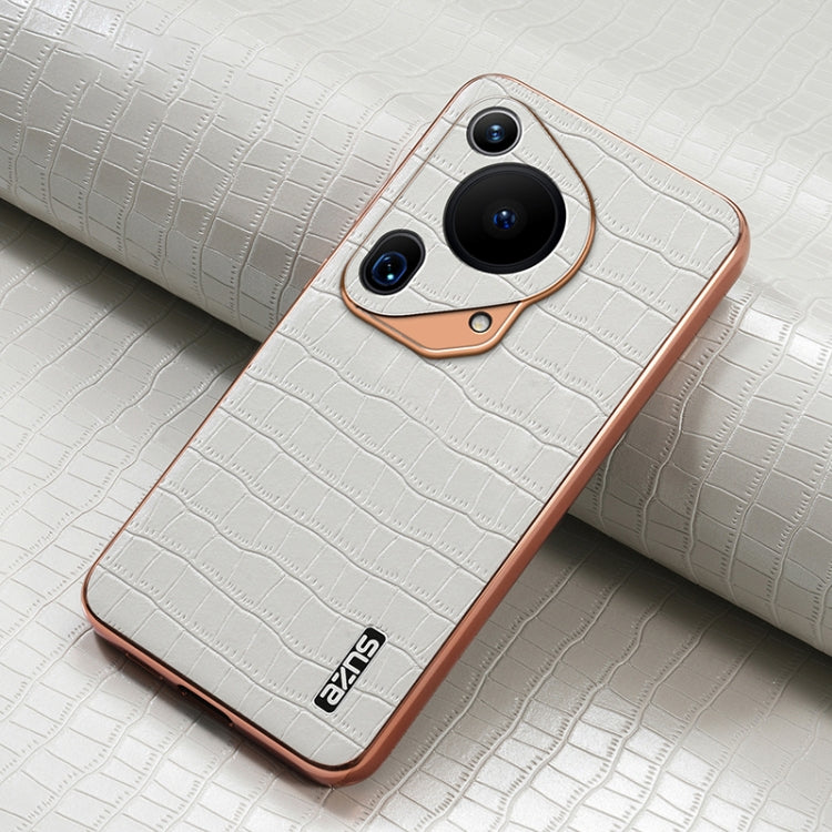For Huawei Pura 70 Ultra AZNS Electroplated Frame Crocodile Texture Full Coverage Phone Case