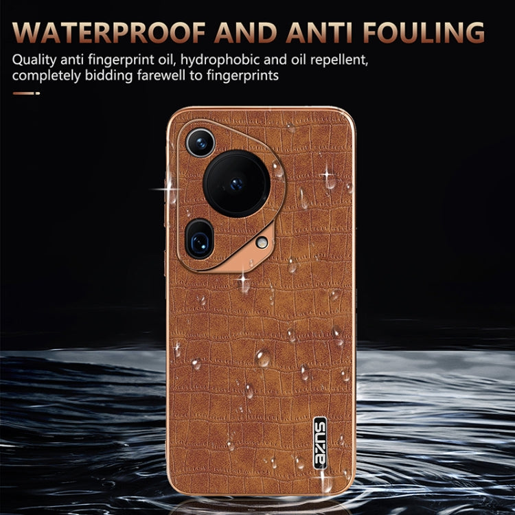 For Huawei Pura 70 Ultra AZNS Electroplated Frame Crocodile Texture Full Coverage Phone Case