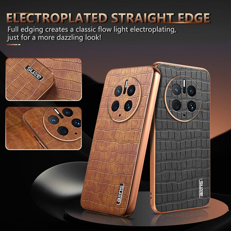 For Huawei Mate 50 Pro AZNS Electroplated Frame Crocodile Texture Full Coverage Phone Case