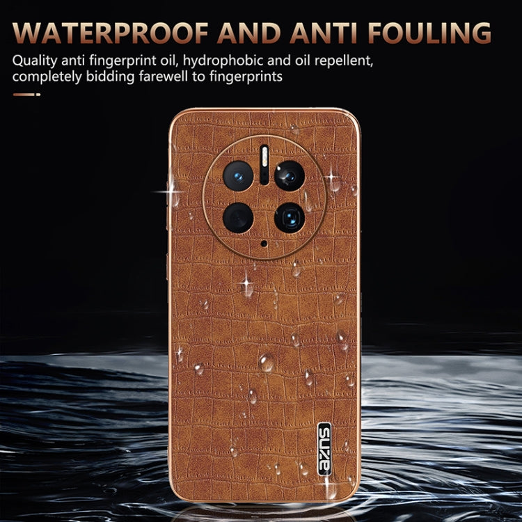 For Huawei Mate 50 Pro AZNS Electroplated Frame Crocodile Texture Full Coverage Phone Case