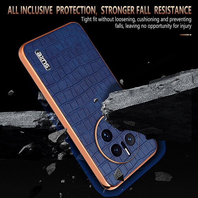 For Huawei Mate 50 Pro AZNS Electroplated Frame Crocodile Texture Full Coverage Phone Case