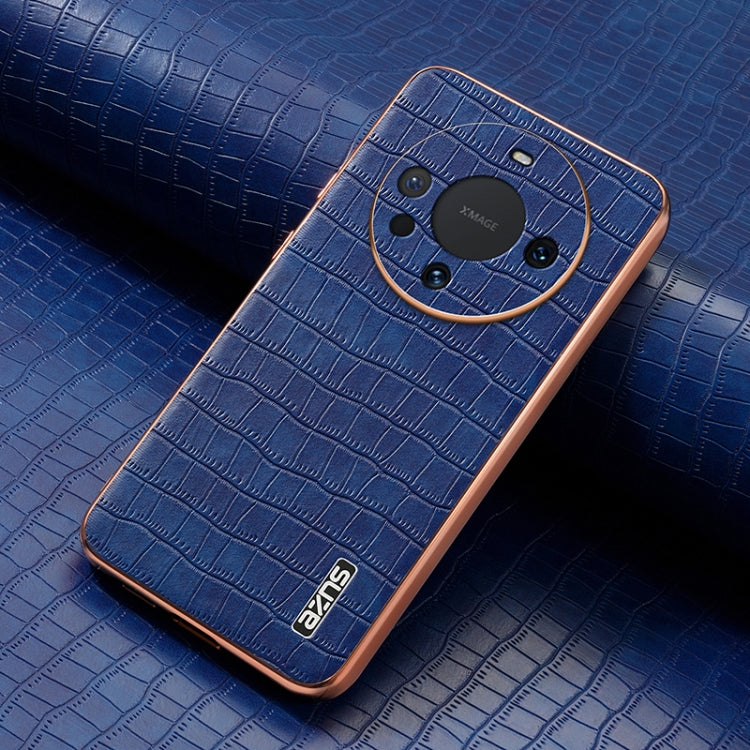 For Huawei Mate 60 / 60 Pro+ AZNS Electroplated Frame Crocodile Texture Full Coverage Phone Case