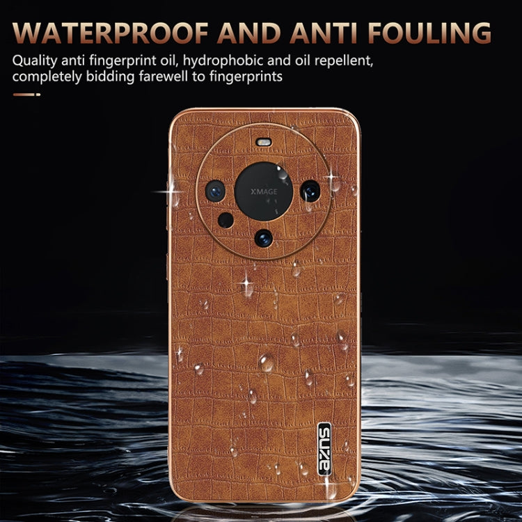 For Huawei Mate 60 / 60 Pro+ AZNS Electroplated Frame Crocodile Texture Full Coverage Phone Case
