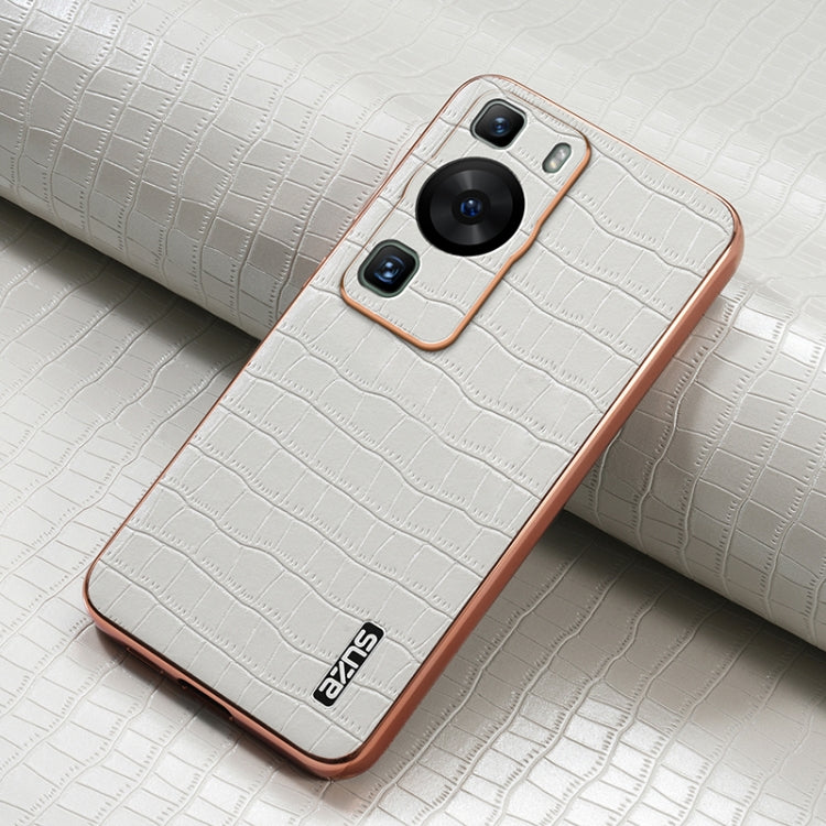 For Huawei P60 / P60 Pro AZNS Electroplated Frame Crocodile Texture Full Coverage Phone Case