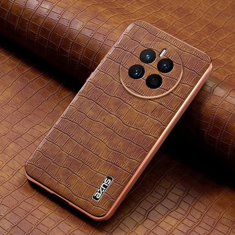 For Huawei Mate 50 / 50E AZNS Electroplated Frame Crocodile Texture Full Coverage Phone Case