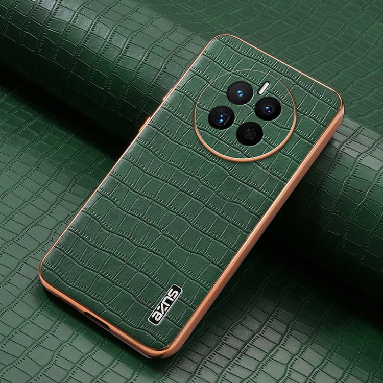 For Huawei Mate 50 / 50E AZNS Electroplated Frame Crocodile Texture Full Coverage Phone Case
