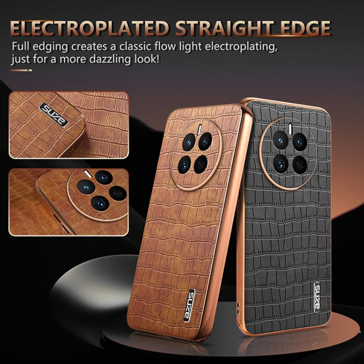 For Huawei Mate 50 / 50E AZNS Electroplated Frame Crocodile Texture Full Coverage Phone Case