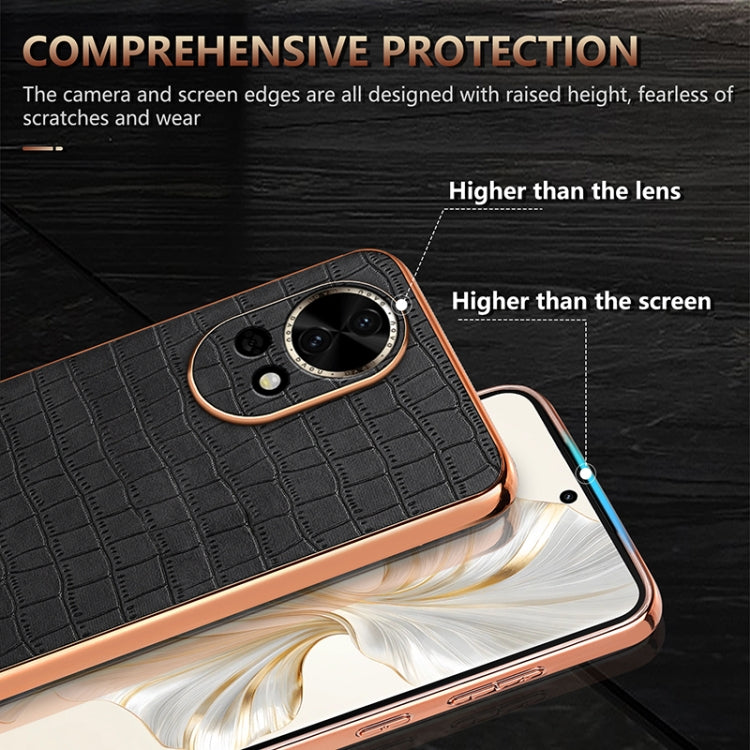 For Huawei nova 13 / nova 12 AZNS Electroplated Frame Crocodile Texture Full Coverage Phone Case