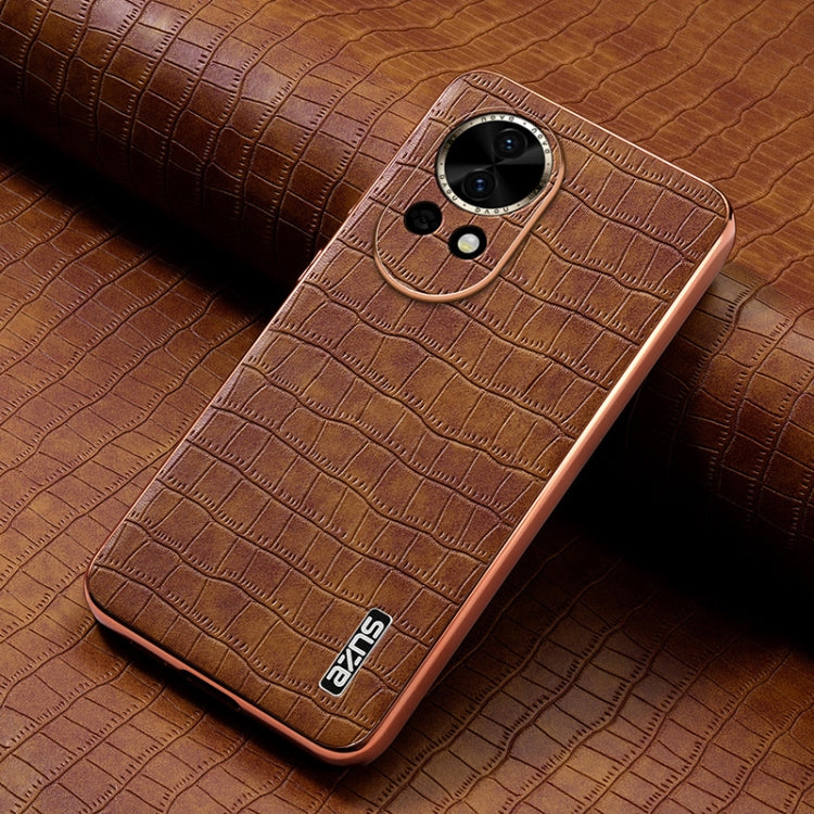 For Huawei nova 13 / nova 12 AZNS Electroplated Frame Crocodile Texture Full Coverage Phone Case