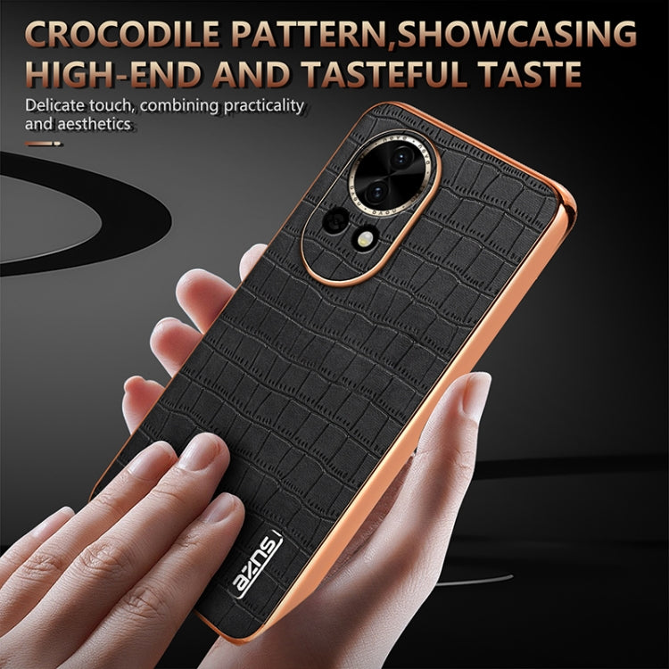 For Huawei nova 13 / nova 12 AZNS Electroplated Frame Crocodile Texture Full Coverage Phone Case