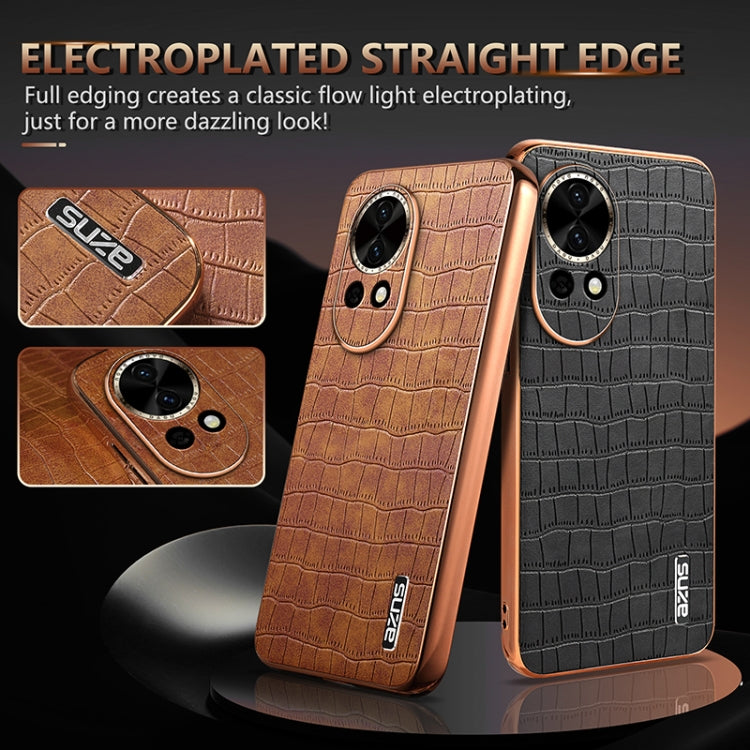 For Huawei nova 13 / nova 12 AZNS Electroplated Frame Crocodile Texture Full Coverage Phone Case