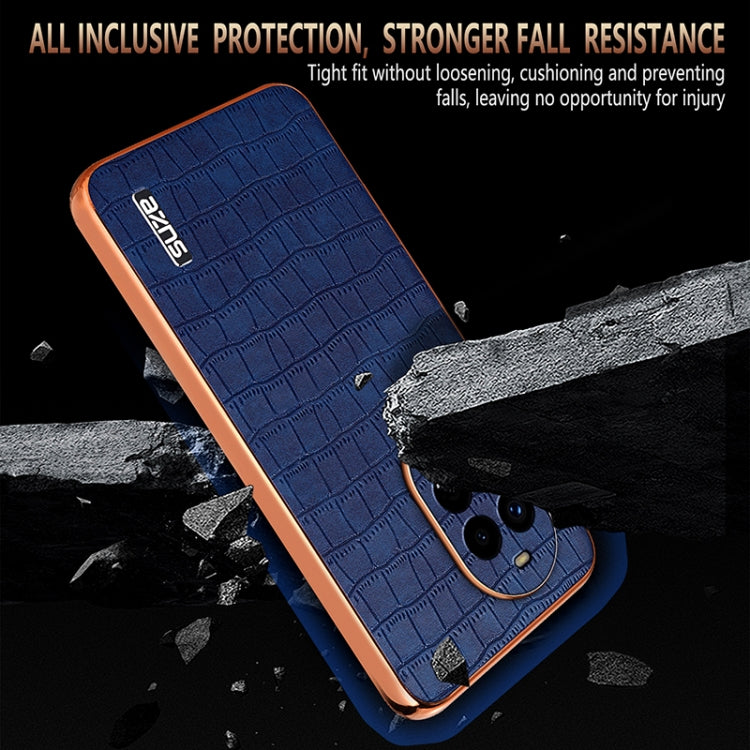 For Huawei nova 13 Pro AZNS Electroplated Frame Crocodile Texture Full Coverage Phone Case
