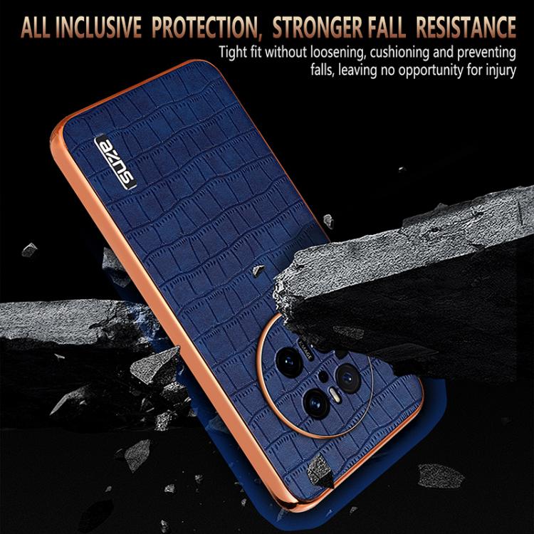 For Huawei Mate 70 AZNS Electroplated Frame Crocodile Texture Full Coverage Phone Case