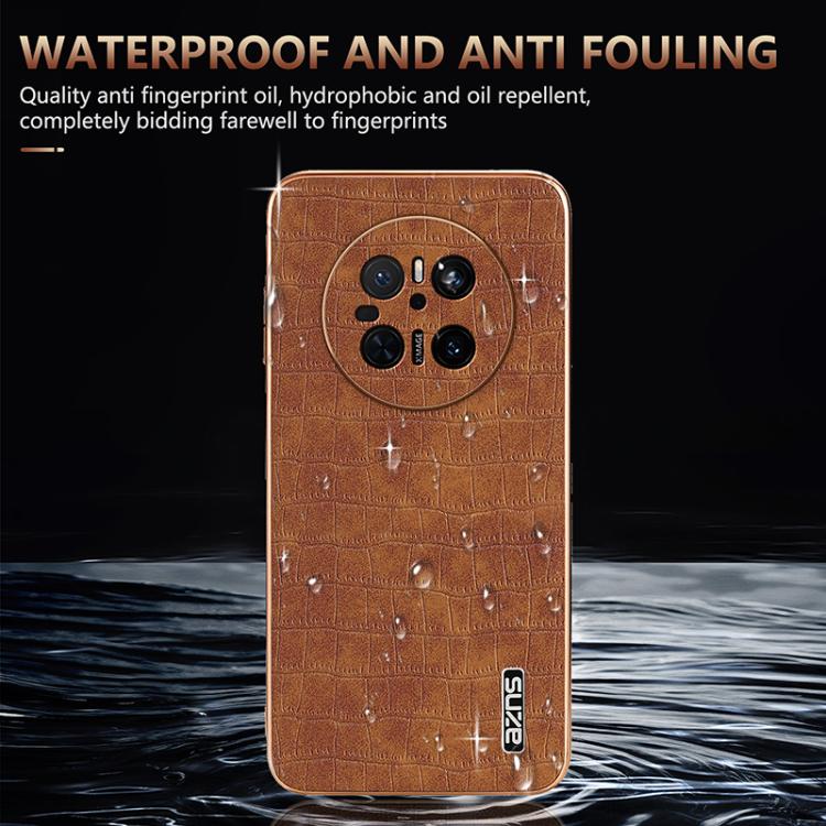 For Huawei Mate 70 AZNS Electroplated Frame Crocodile Texture Full Coverage Phone Case