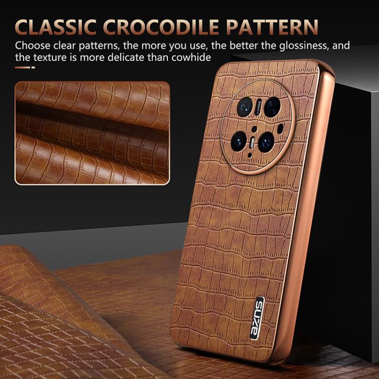 For Huawei Mate 70 Pro / 70 Pro+ AZNS Electroplated Frame Crocodile Texture Full Coverage Phone Case