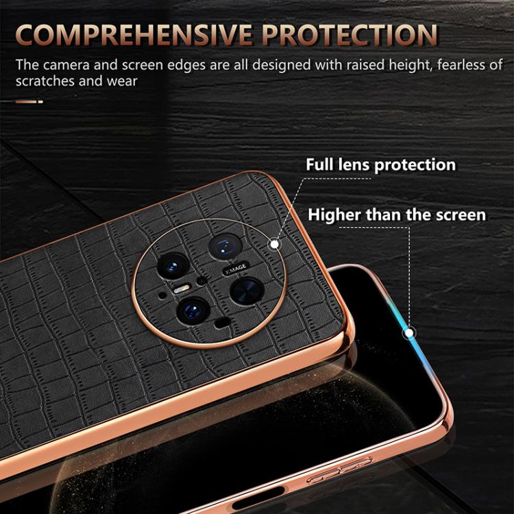 For Huawei Mate 70 Pro / 70 Pro+ AZNS Electroplated Frame Crocodile Texture Full Coverage Phone Case