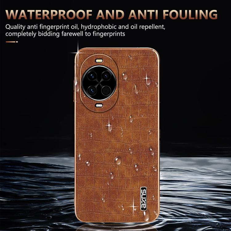 For Huawei nova 14 AZNS Electroplated Frame Crocodile Texture Full Coverage Phone Case