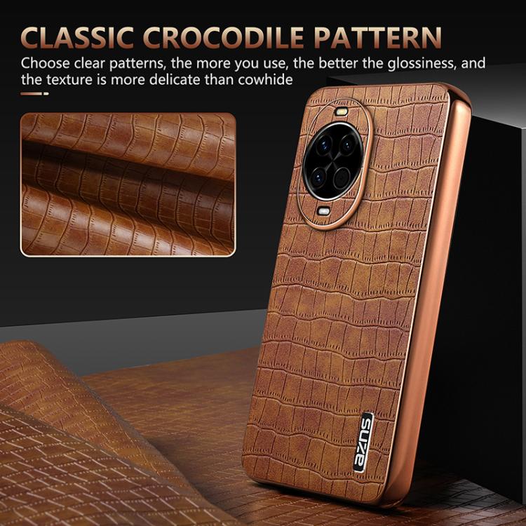 For Huawei nova 14 AZNS Electroplated Frame Crocodile Texture Full Coverage Phone Case