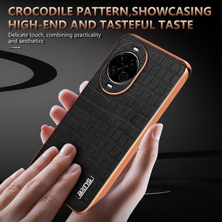 For Huawei nova 14 AZNS Electroplated Frame Crocodile Texture Full Coverage Phone Case