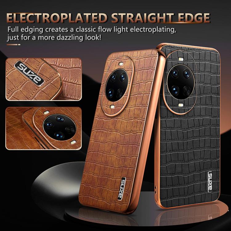 For Huawei nova 14 Pro AZNS Electroplated Frame Crocodile Texture Full Coverage Phone Case