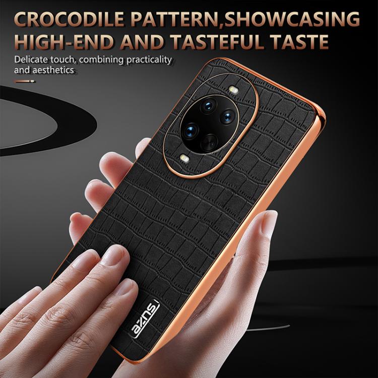 For Huawei nova 14 Pro AZNS Electroplated Frame Crocodile Texture Full Coverage Phone Case